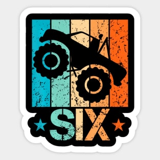 6Th Monster Truck Birthday 6 Year Old 6Yr Boys Birthday Sticker